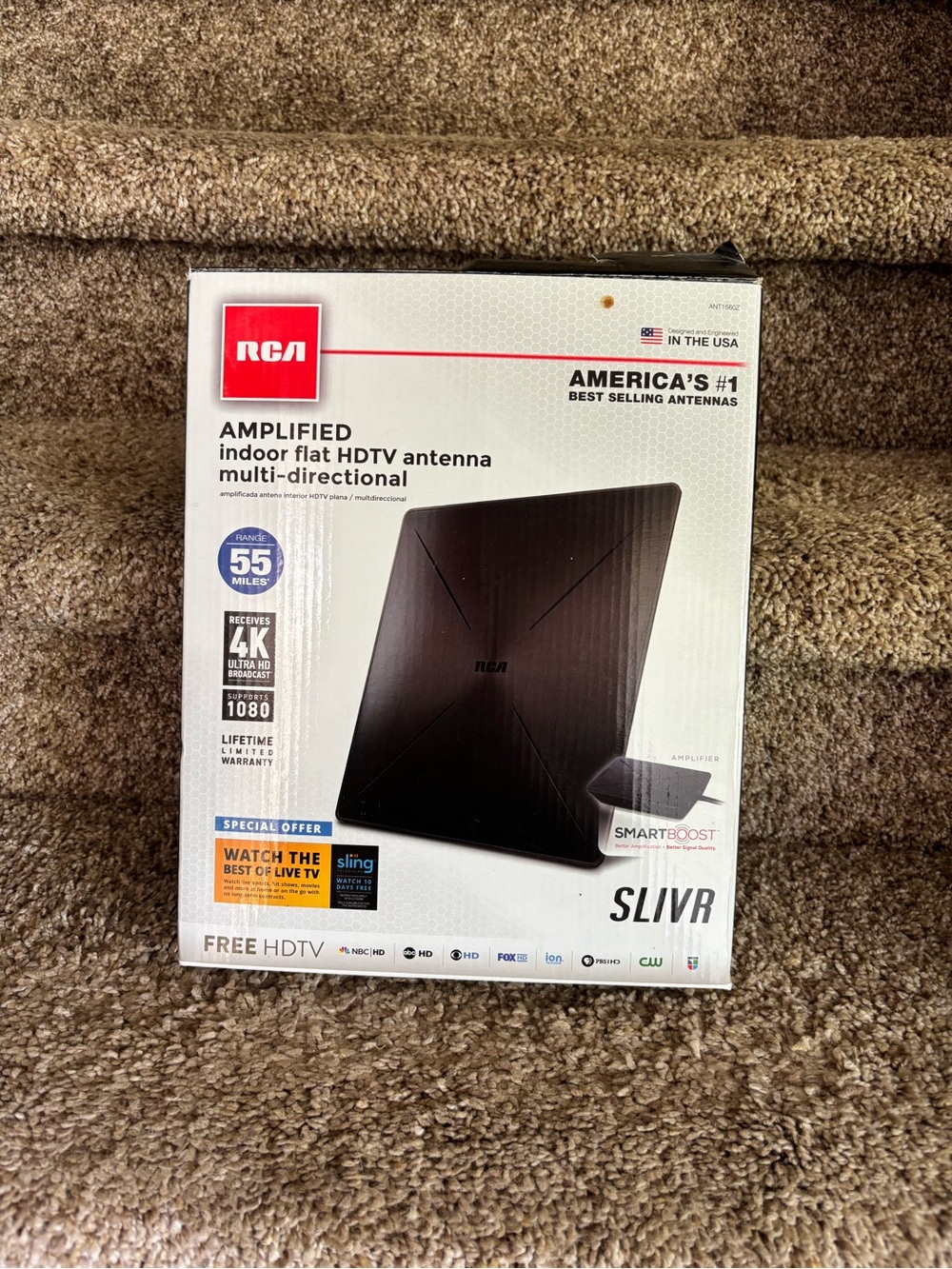 RCA SLIVR Amplified Indoor Flat HDTV Antenna - Black